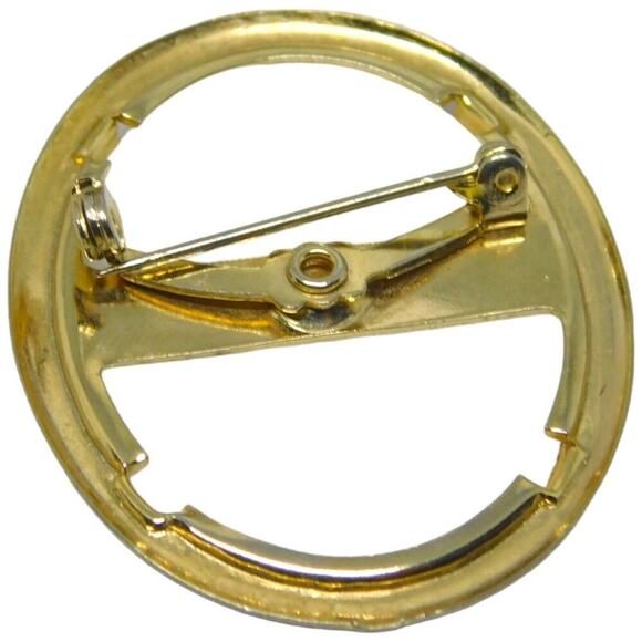 Brooch Vintage Style Couple Scene Transfer Acrylic Gold Tone Women’s Fashion - Picture 3 of 5